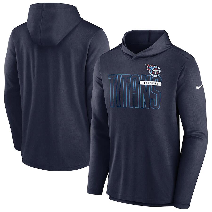 Men's Tennessee Titans Navy Lightweight Performance Hooded Long Sleeve T-Shirt